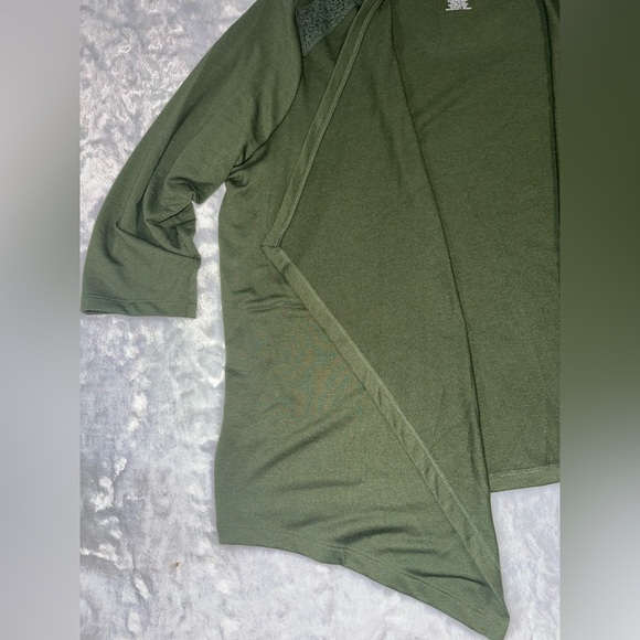 St. John's Bay Olive Green Open-Front Cardigan - Picture 4 of 5